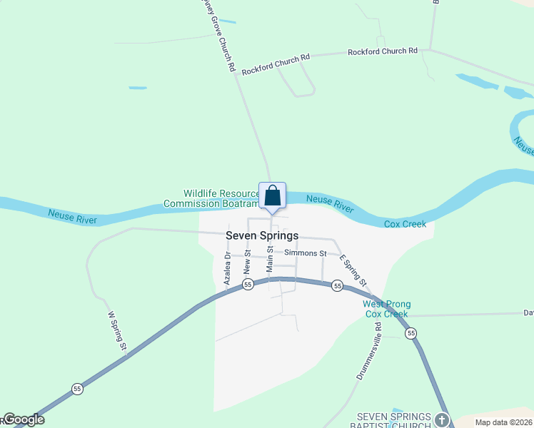 map of restaurants, bars, coffee shops, grocery stores, and more near 101 Main Street in Seven Springs