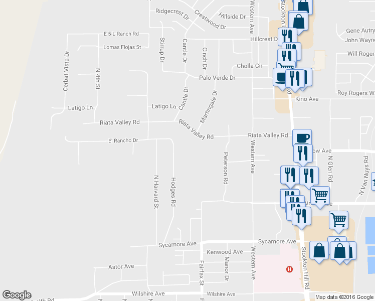 map of restaurants, bars, coffee shops, grocery stores, and more near 870 Riata Valley Road in Kingman