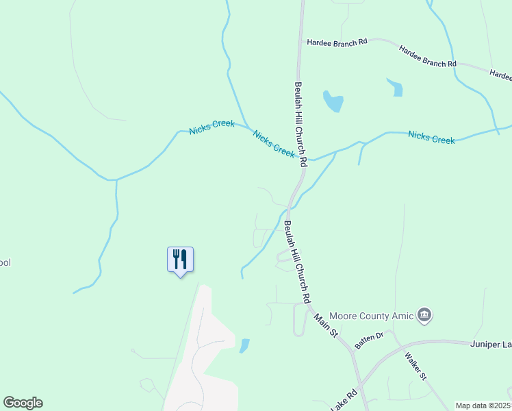 map of restaurants, bars, coffee shops, grocery stores, and more near 135 Edgar Lane in Moore County