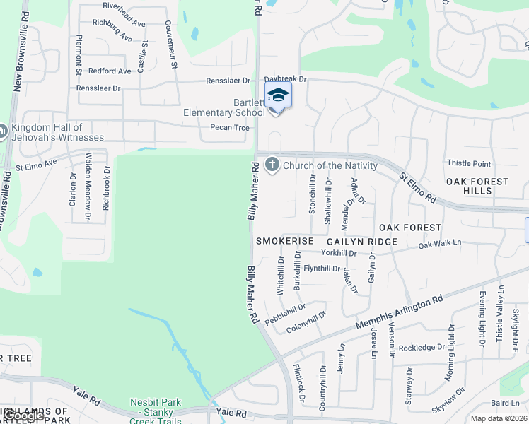 map of restaurants, bars, coffee shops, grocery stores, and more near 3713 Westridge Cove in Memphis