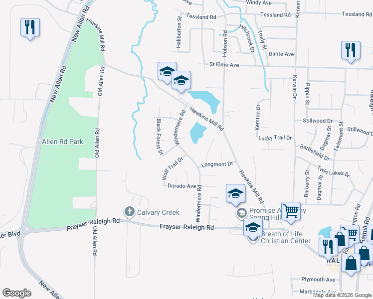 map of restaurants, bars, coffee shops, grocery stores, and more near 3643 Russelwood Drive in Memphis