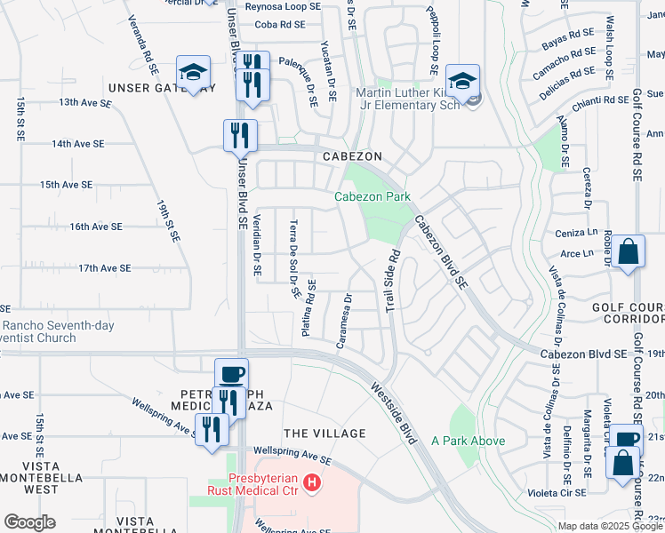 map of restaurants, bars, coffee shops, grocery stores, and more near 2236 Rancho Plata Avenue Southeast in Rio Rancho