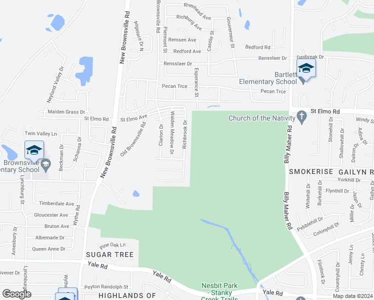map of restaurants, bars, coffee shops, grocery stores, and more near 3770 Richbrook Drive in Memphis