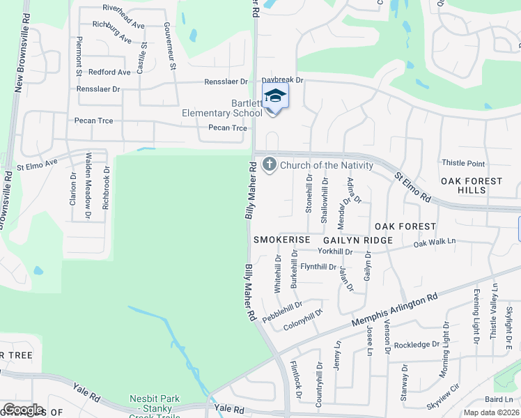 map of restaurants, bars, coffee shops, grocery stores, and more near 3713 Westridge Cove in Memphis