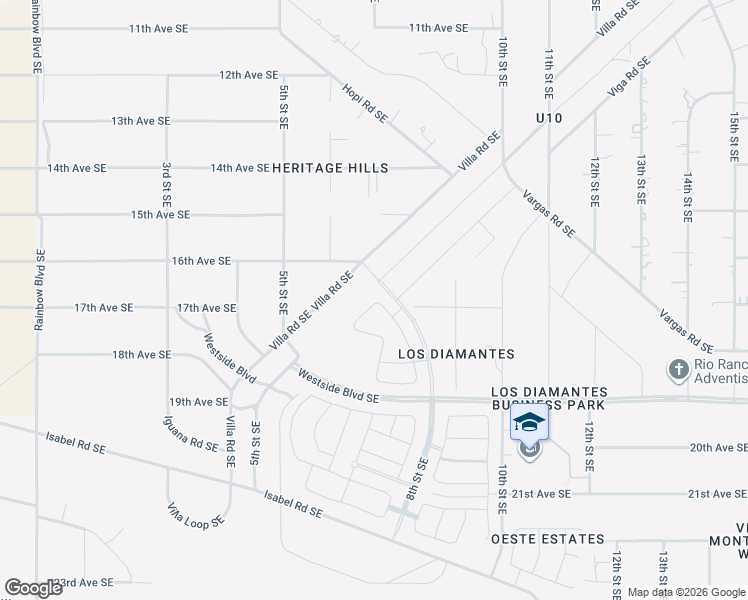 map of restaurants, bars, coffee shops, grocery stores, and more near 1721 Viga Road Southeast in Rio Rancho