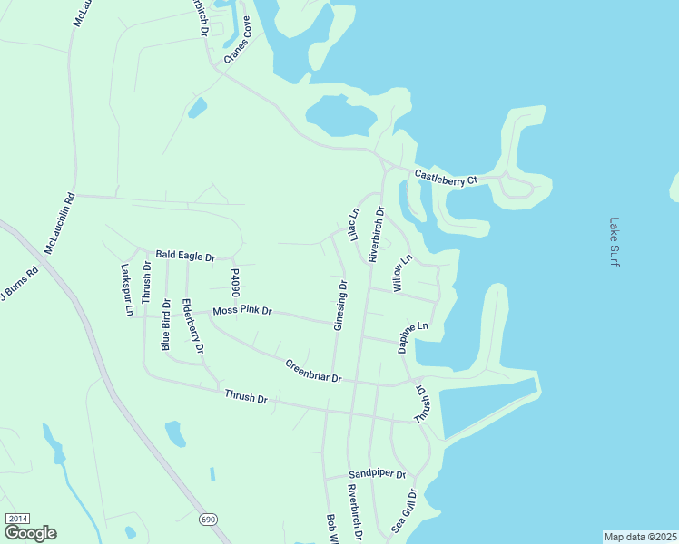 map of restaurants, bars, coffee shops, grocery stores, and more near 650 Ginesing Drive in Vass