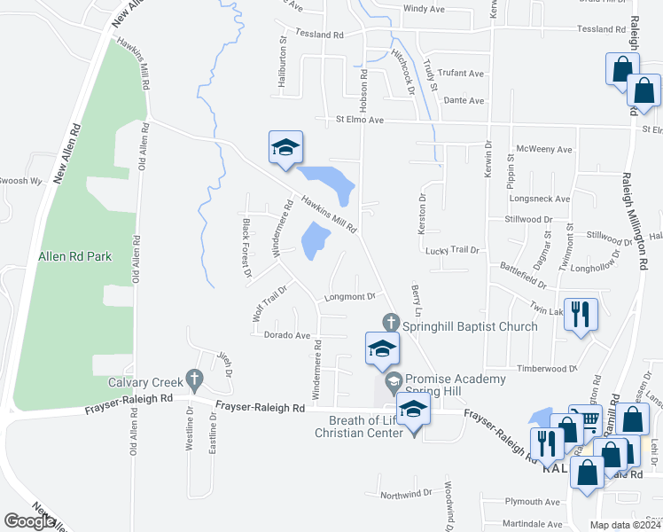 map of restaurants, bars, coffee shops, grocery stores, and more near 3779 Kalamath Cove in Memphis