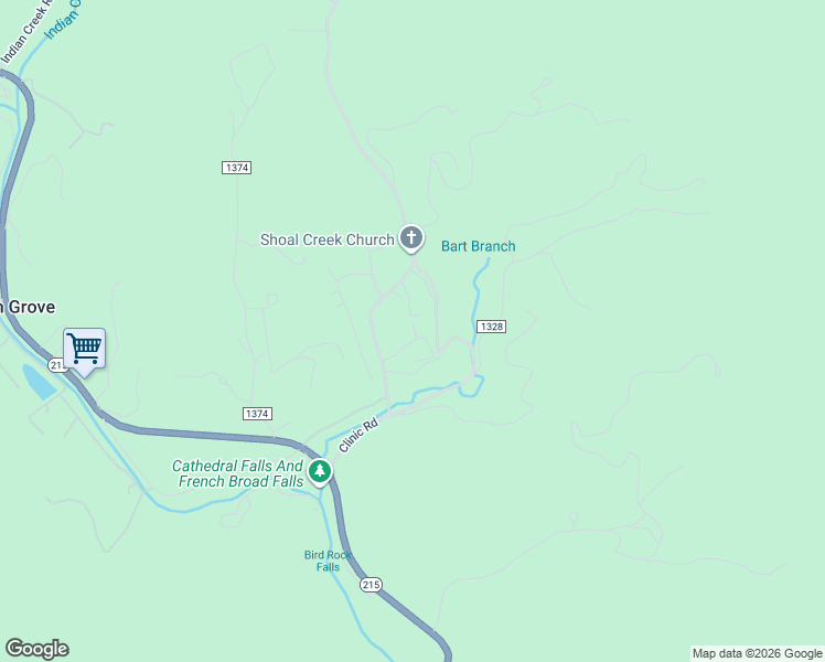 map of restaurants, bars, coffee shops, grocery stores, and more near 108 North Shadow Run in Balsam Grove