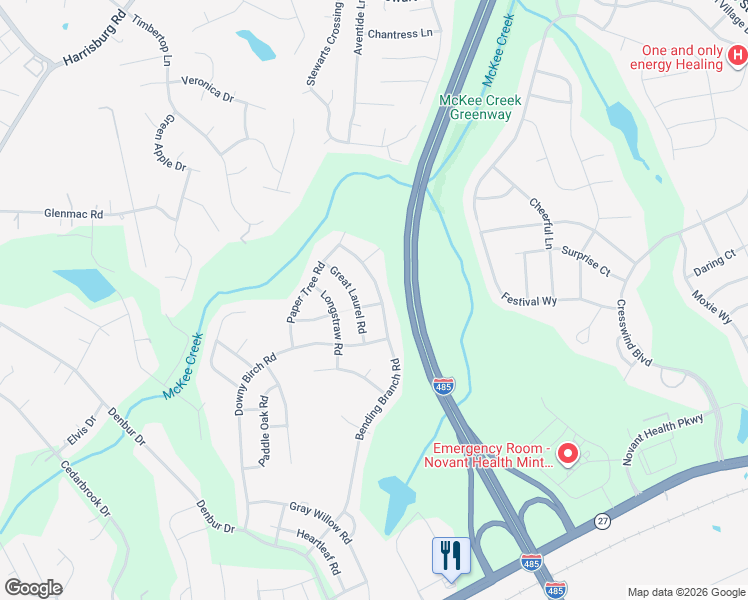 map of restaurants, bars, coffee shops, grocery stores, and more near 13106 Great Laurel Road in Charlotte