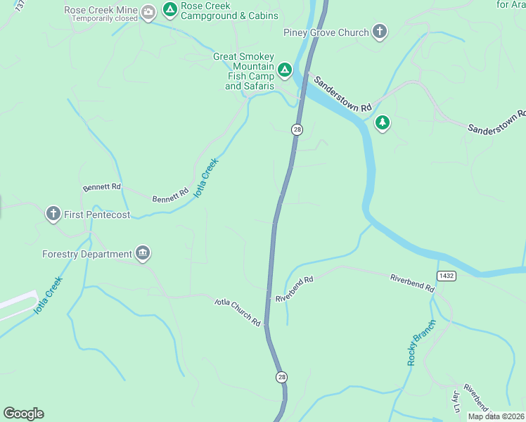 map of restaurants, bars, coffee shops, grocery stores, and more near 3920 Bryson City Road in Franklin