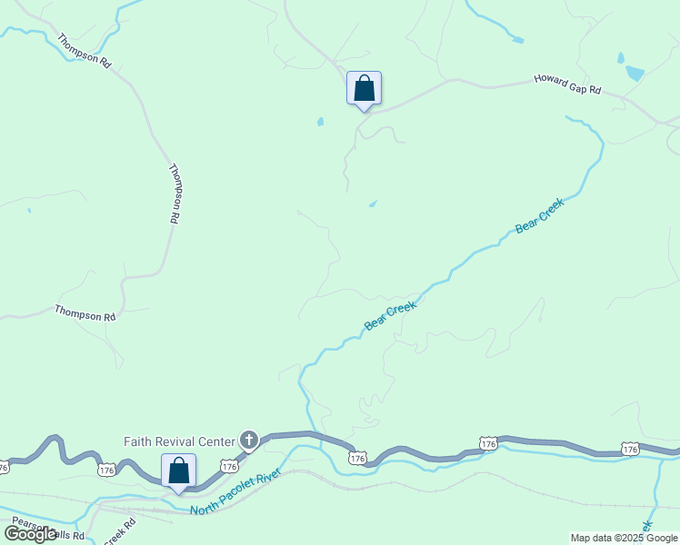 map of restaurants, bars, coffee shops, grocery stores, and more near 38 Buzzards Rest Trail in Saluda