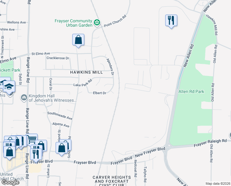 map of restaurants, bars, coffee shops, grocery stores, and more near 2989 Elbert Drive in Memphis