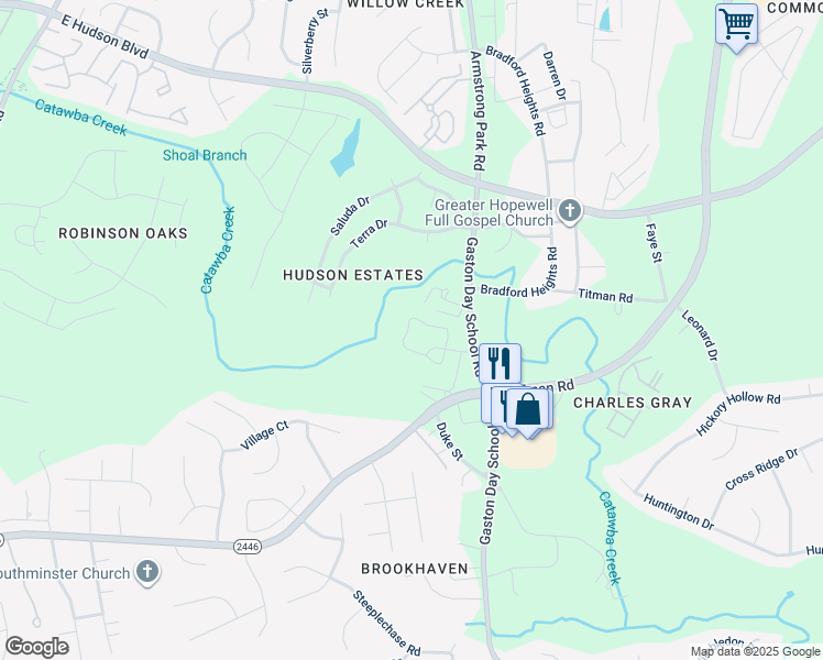 map of restaurants, bars, coffee shops, grocery stores, and more near 1868 Arbors Drive in Gastonia