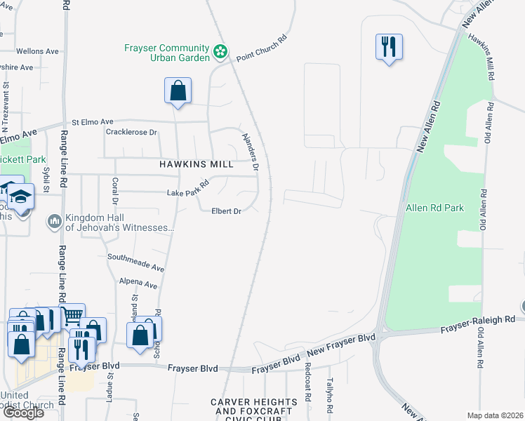 map of restaurants, bars, coffee shops, grocery stores, and more near 2989 Elbert Drive in Memphis