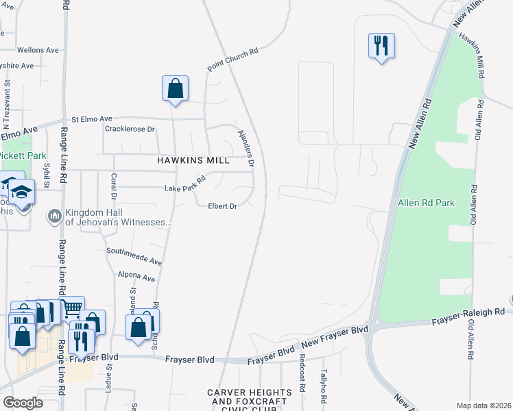 map of restaurants, bars, coffee shops, grocery stores, and more near 2989 Elbert Drive in Memphis