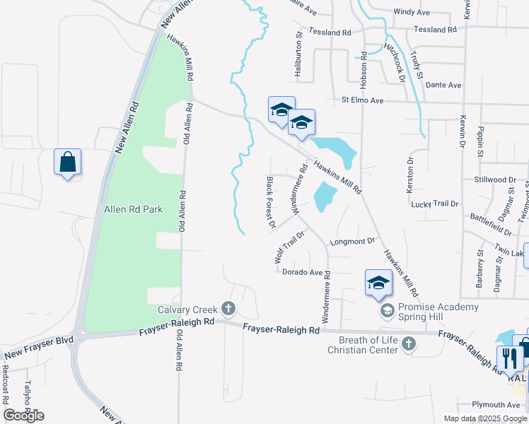 map of restaurants, bars, coffee shops, grocery stores, and more near 3791 Black Forest Drive in Memphis