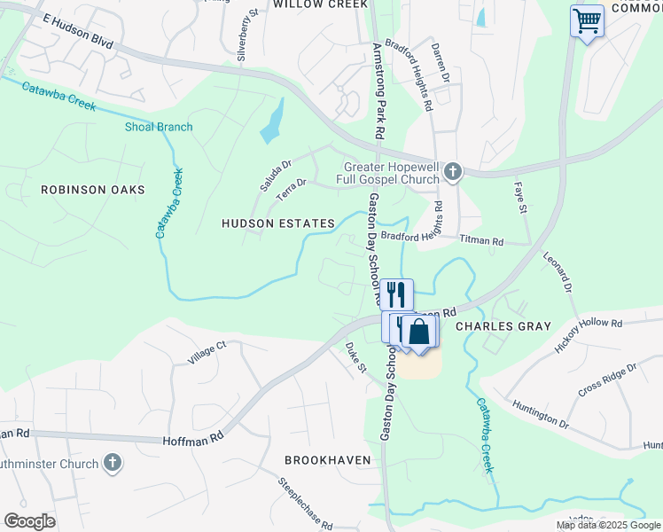 map of restaurants, bars, coffee shops, grocery stores, and more near 1880 Arbors Drive in Gastonia
