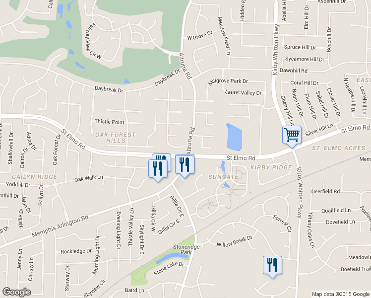 map of restaurants, bars, coffee shops, grocery stores, and more near 3785 Altruria Rd in Memphis