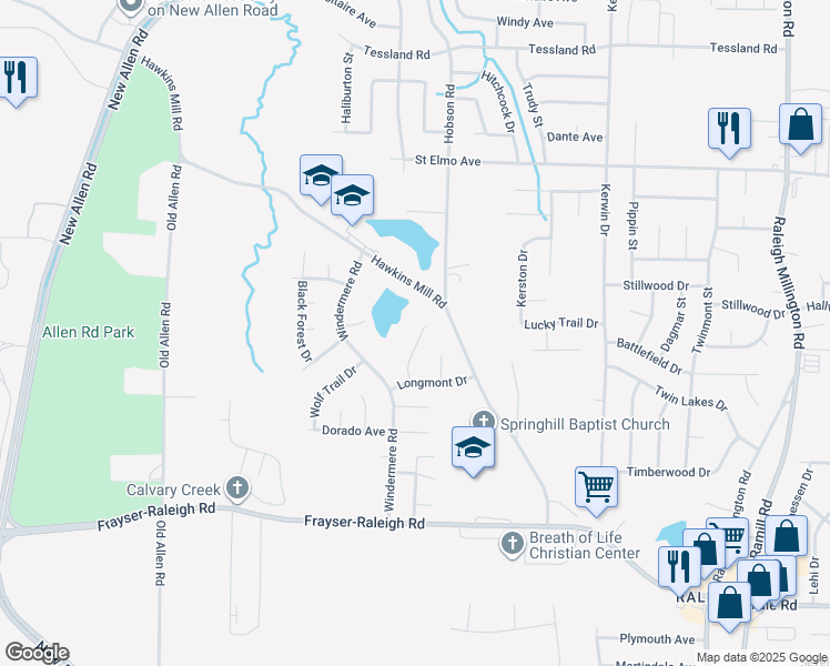 map of restaurants, bars, coffee shops, grocery stores, and more near 3789 Kalamath Cove in Memphis
