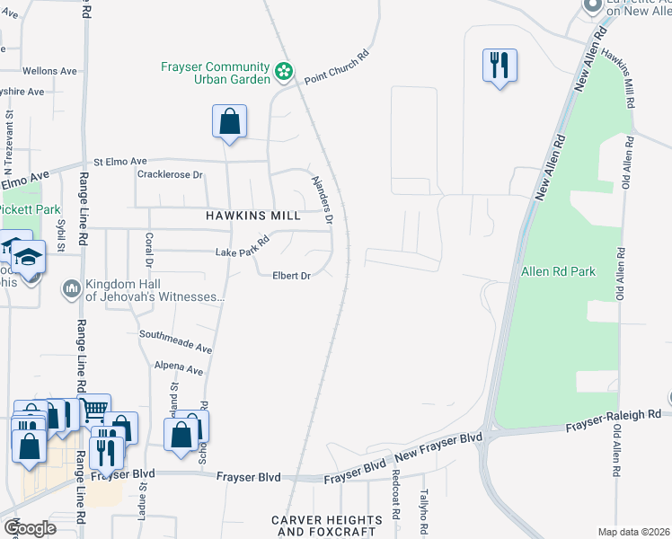 map of restaurants, bars, coffee shops, grocery stores, and more near 2989 Elbert Drive in Memphis