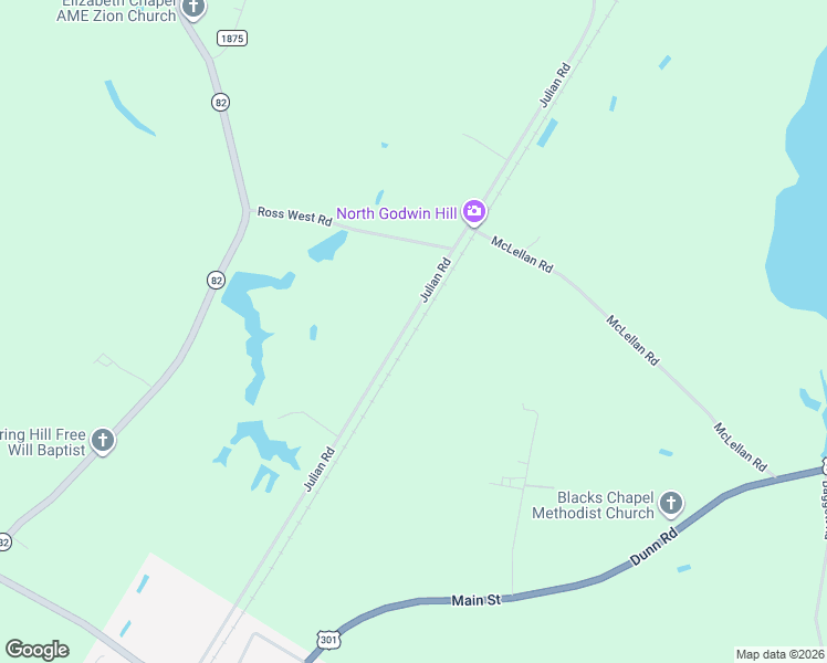 map of restaurants, bars, coffee shops, grocery stores, and more near 7892 Julian Road in Dunn