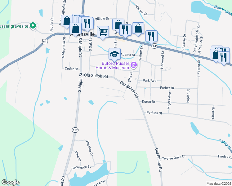 map of restaurants, bars, coffee shops, grocery stores, and more near 40 Foxtrot Road in Adamsville