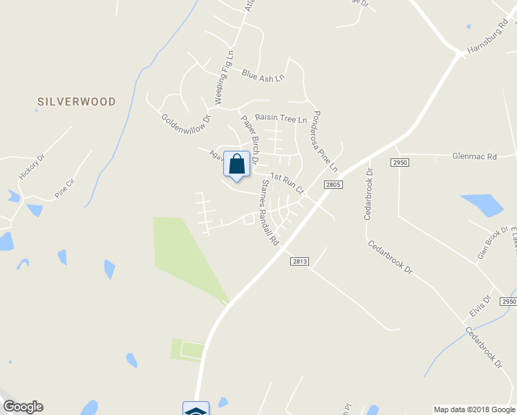 map of restaurants, bars, coffee shops, grocery stores, and more near 8805 Starnes Randall Road in Charlotte