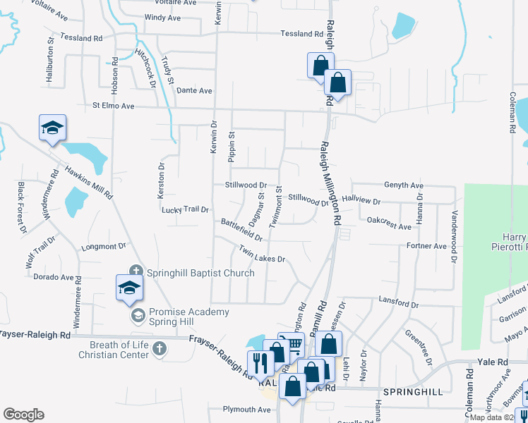 map of restaurants, bars, coffee shops, grocery stores, and more near 3777 Twinmont Street in Memphis