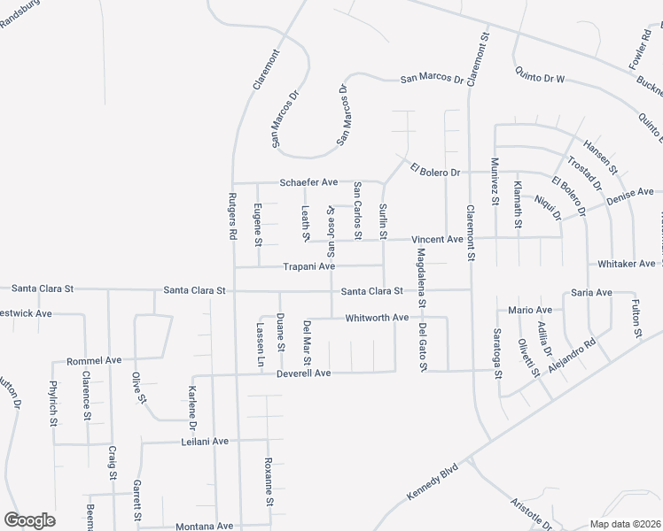 map of restaurants, bars, coffee shops, grocery stores, and more near San Jose Street in California City
