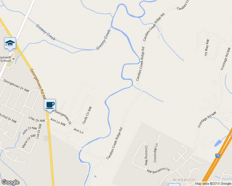map of restaurants, bars, coffee shops, grocery stores, and more near 4946 Candies Creek Ridge Road in Cleveland