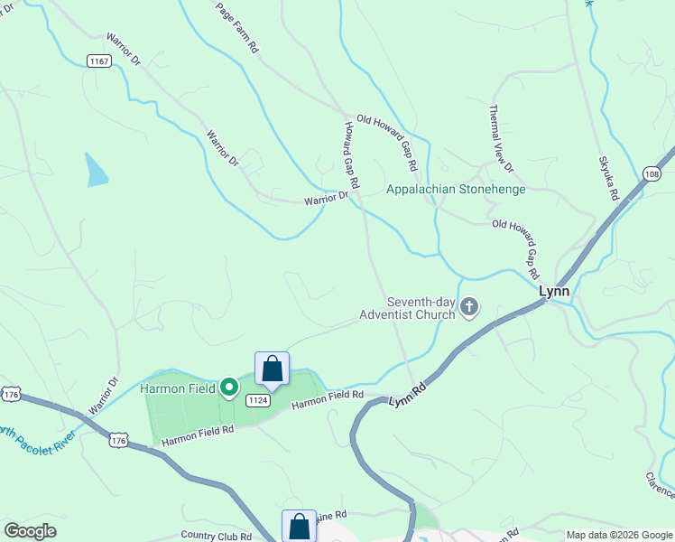 map of restaurants, bars, coffee shops, grocery stores, and more near 565 Canebrake Road in Tryon
