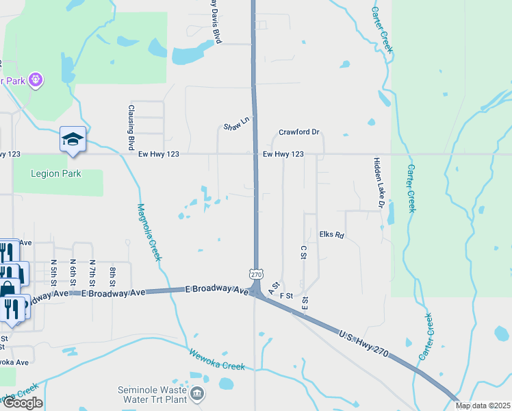 map of restaurants, bars, coffee shops, grocery stores, and more near 613 North Harvey Road in Seminole