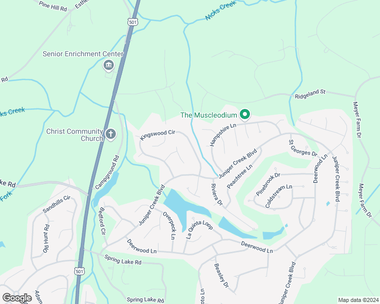 map of restaurants, bars, coffee shops, grocery stores, and more near 260 Kingswood Circle in Pinehurst