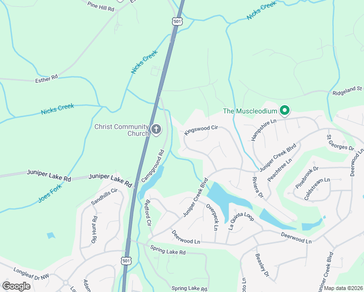 map of restaurants, bars, coffee shops, grocery stores, and more near 3 Kemper Woods Court in Pinehurst