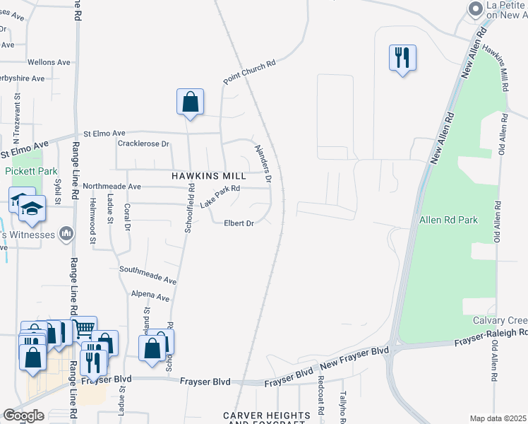 map of restaurants, bars, coffee shops, grocery stores, and more near 2989 Elbert Drive in Memphis