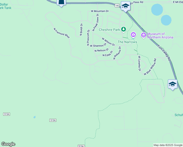 map of restaurants, bars, coffee shops, grocery stores, and more near 2251 North Kramer Street in Flagstaff