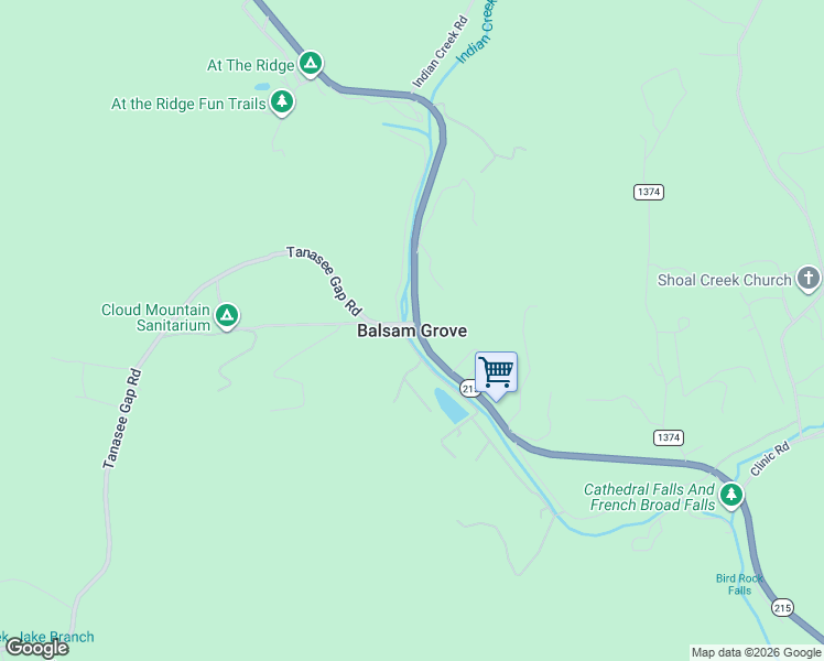 map of restaurants, bars, coffee shops, grocery stores, and more near in Balsam Grove