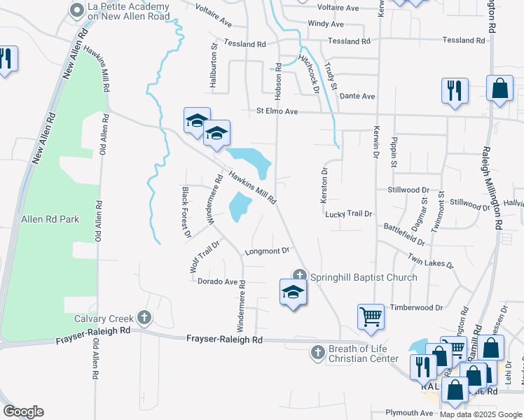 map of restaurants, bars, coffee shops, grocery stores, and more near 3789 Kalamath Cove in Memphis