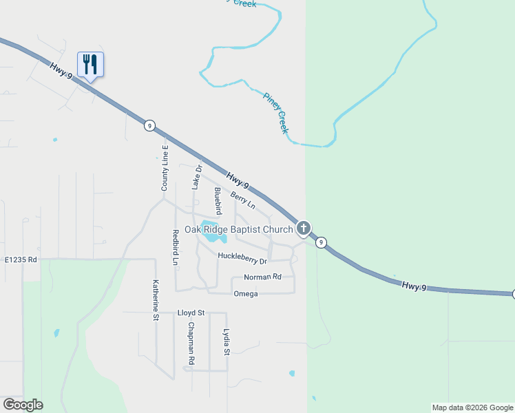map of restaurants, bars, coffee shops, grocery stores, and more near 135 Huckleberry Drive in Eufaula