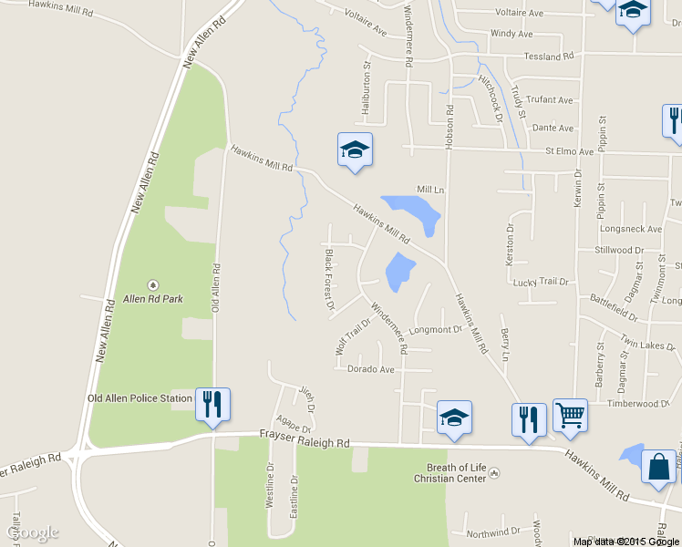 map of restaurants, bars, coffee shops, grocery stores, and more near 3790 Black Forest Drive in Memphis