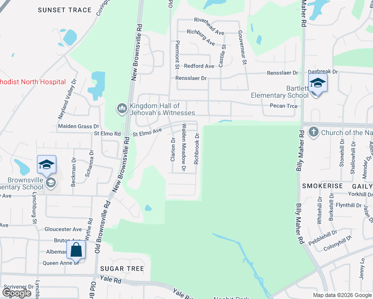 map of restaurants, bars, coffee shops, grocery stores, and more near 3783 Walden Meadow Drive in Memphis