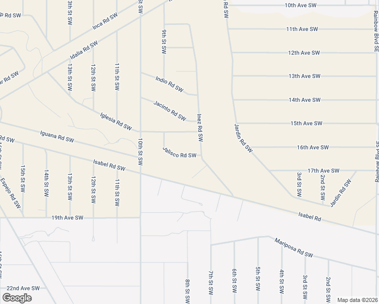 map of restaurants, bars, coffee shops, grocery stores, and more near Inez Road Southwest in Rio Rancho