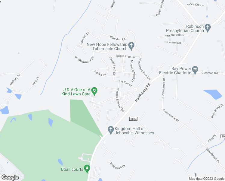 map of restaurants, bars, coffee shops, grocery stores, and more near 8340 Carob Tree Lane in Charlotte