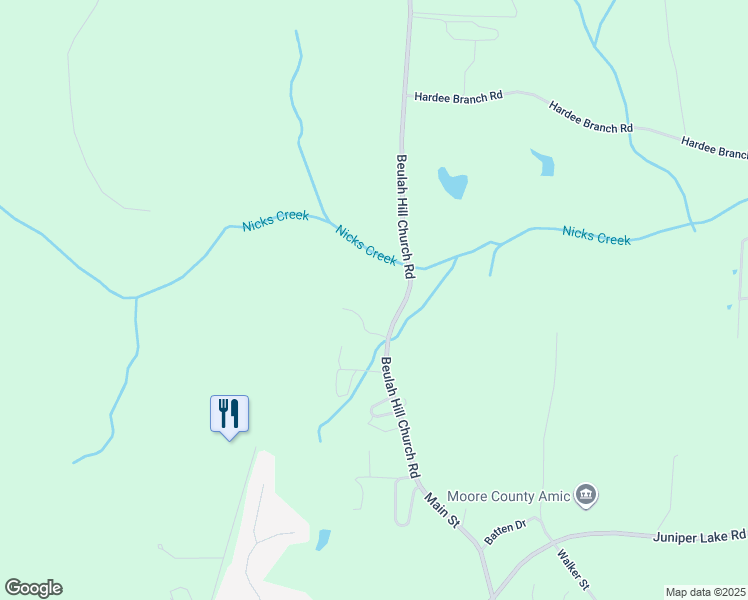 map of restaurants, bars, coffee shops, grocery stores, and more near 144 Edgar Lane in Moore County