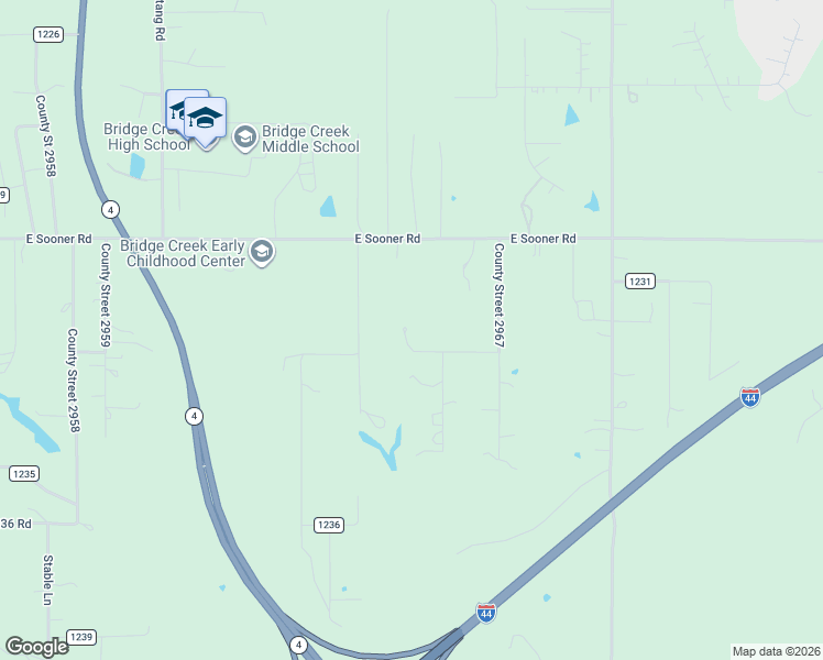 map of restaurants, bars, coffee shops, grocery stores, and more near 2250 County Road 1233 in Blanchard