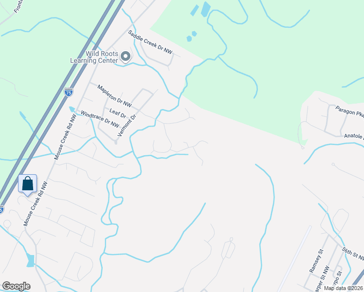 map of restaurants, bars, coffee shops, grocery stores, and more near 122 Shadow Crest Trail Northwest in Cleveland