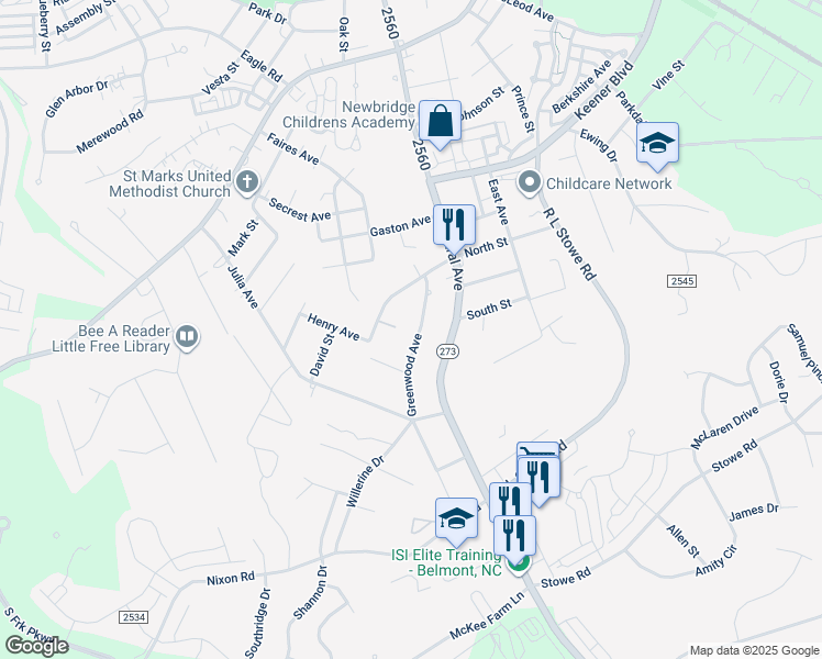 map of restaurants, bars, coffee shops, grocery stores, and more near 108 Greenwood Avenue in Belmont