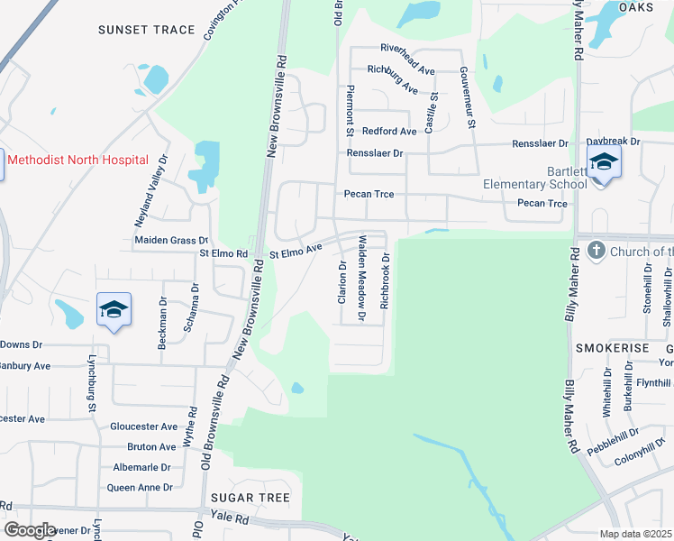map of restaurants, bars, coffee shops, grocery stores, and more near 3830 Old Brownsville Road in Memphis