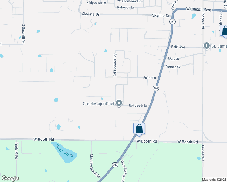 map of restaurants, bars, coffee shops, grocery stores, and more near 1405 Sydney Street in Searcy
