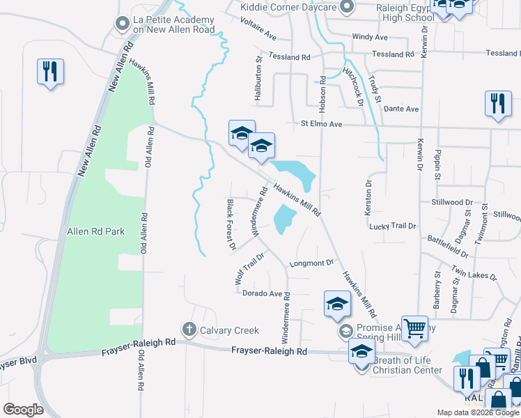 map of restaurants, bars, coffee shops, grocery stores, and more near 3617 Capricorn Drive in Memphis